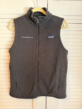 Patagonia Charcoal/Black Full-Zip Fleece Vest with Embroidery